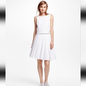 Brooks Brothers Red Fleece Label White Cotton Eyelet Dress Sz 6